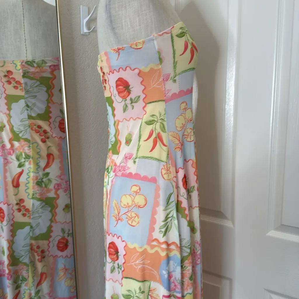 See You Monday fruit and veggie postcard print midi dress - Image 12