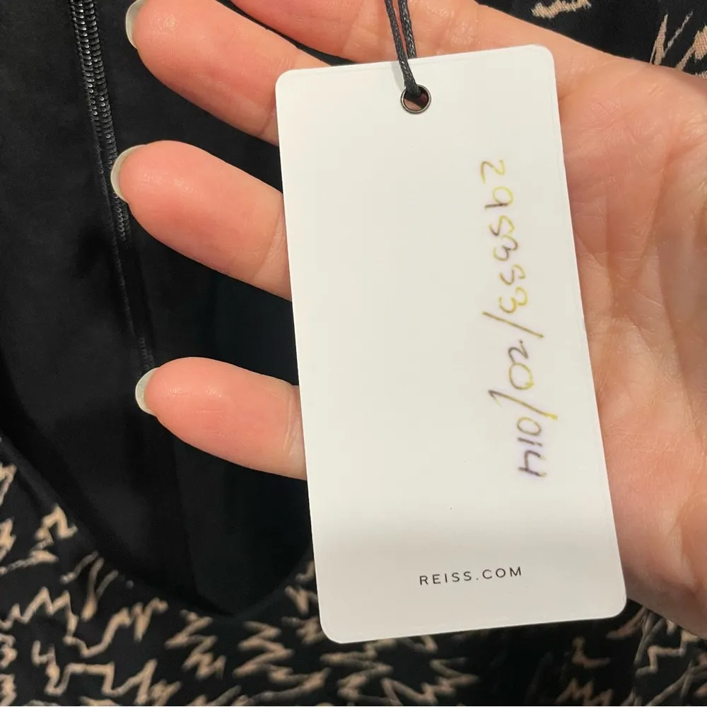 NWT black Reiss deep v electric lady dress ziggy zaggy pattern midi flowy shazam - Image 10