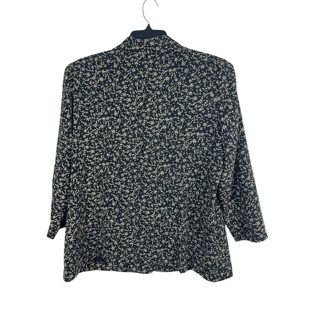 VTG 90s Chaus Black Ditsy Floral With Matching Buttons Shacket Top Jacket 16W - Image 4