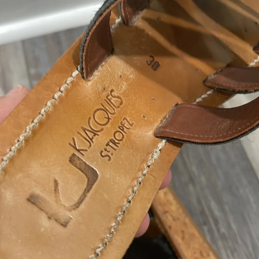 K. Jacques Calf Hair Platform Heel Slide Sandal Tan Size 7.5 - Image 6