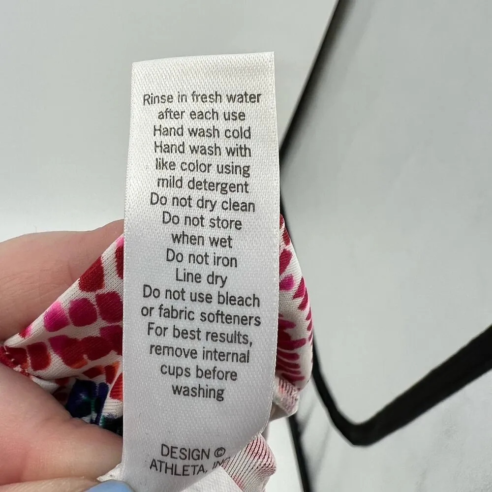 Athleta Moxie Blousy Tankini Swim Top Women's Blue GreenRed Pink size 34D/ DD - Image 9