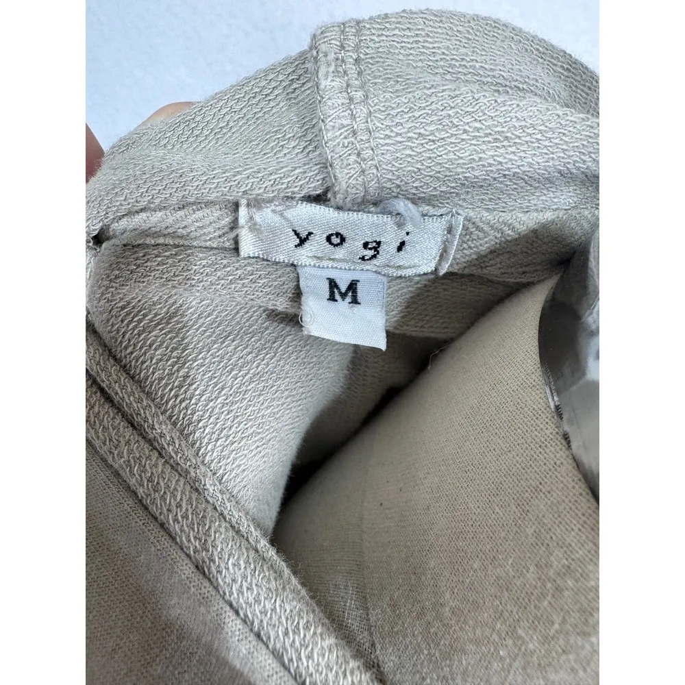 Yogi Y2K Tie Dye Zip Hoodie Metallic Paisley Boho Short Sleeve Womens Medium USA Tan - Image 2