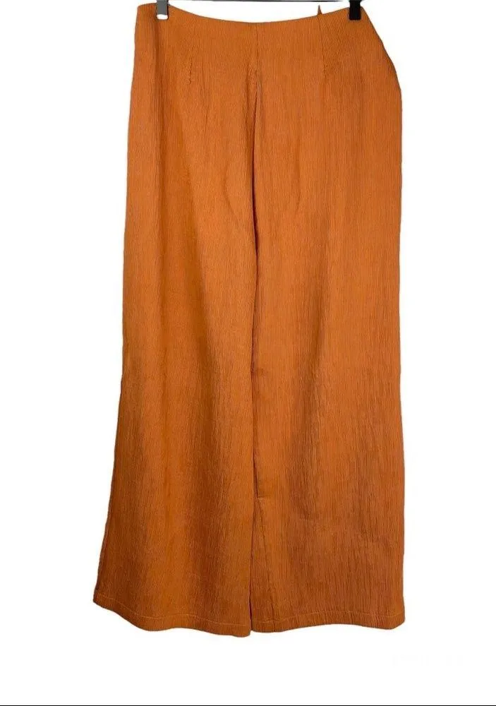 ASTR The Label Ribbed Wide Leg Crossover Tie Wrap Crop Asher Pants Sz Large - Image 3