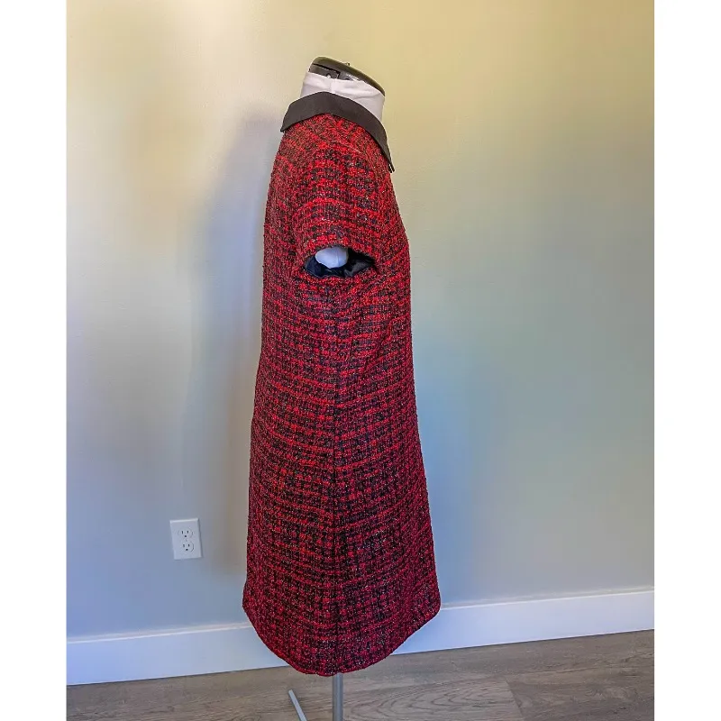 Maison Jules Red Collared Tweed Shift Dress - Image 7