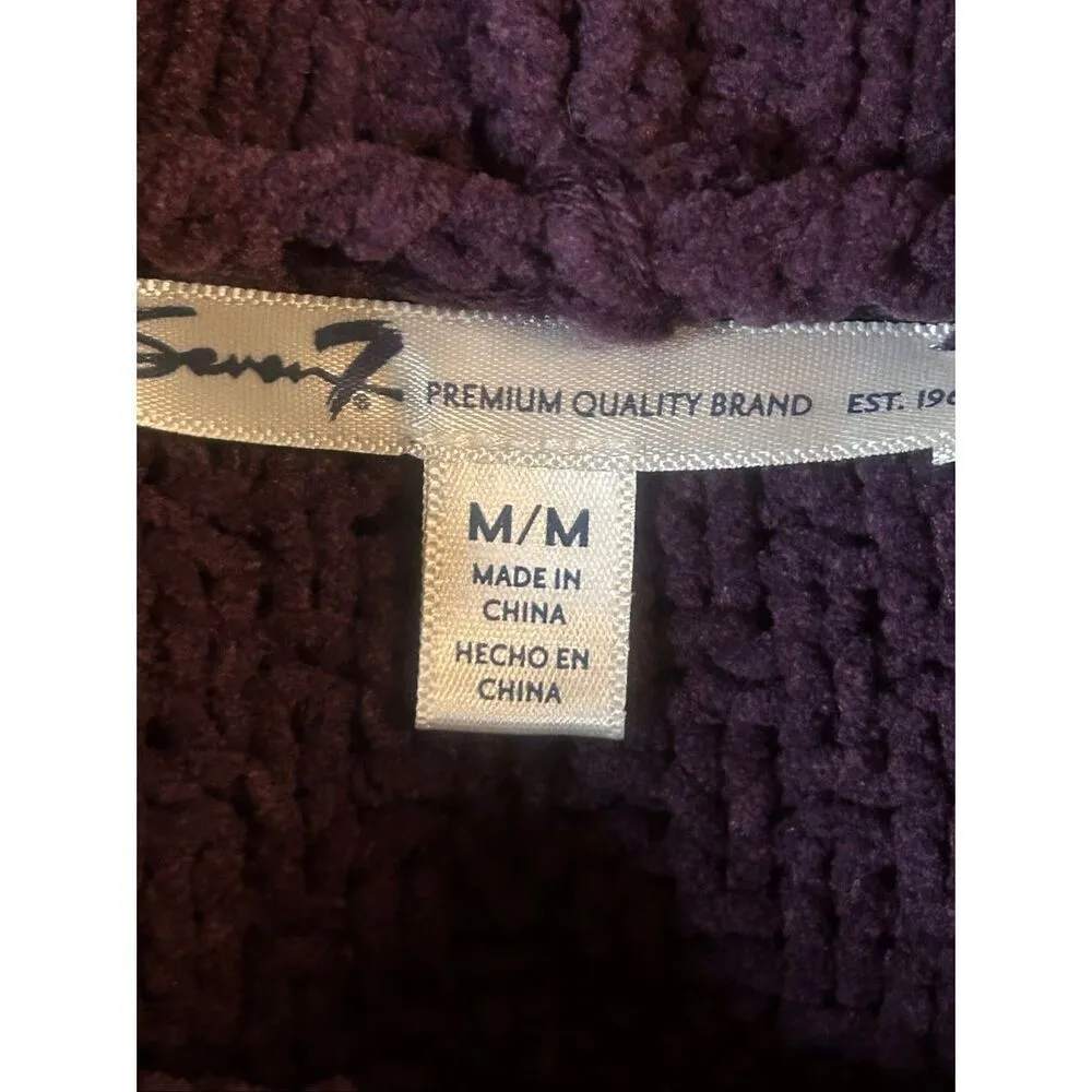 Seven7 Chenille Turtleneck Sweater Purple Size Medium (5668) - Image 3