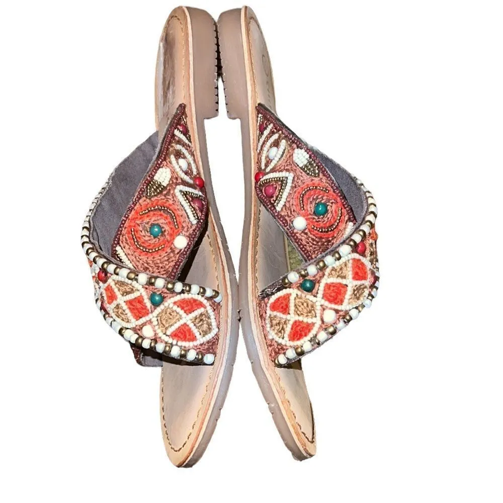 Chinese Laundry Brown Beaded Sandals Size 6 - Image 3