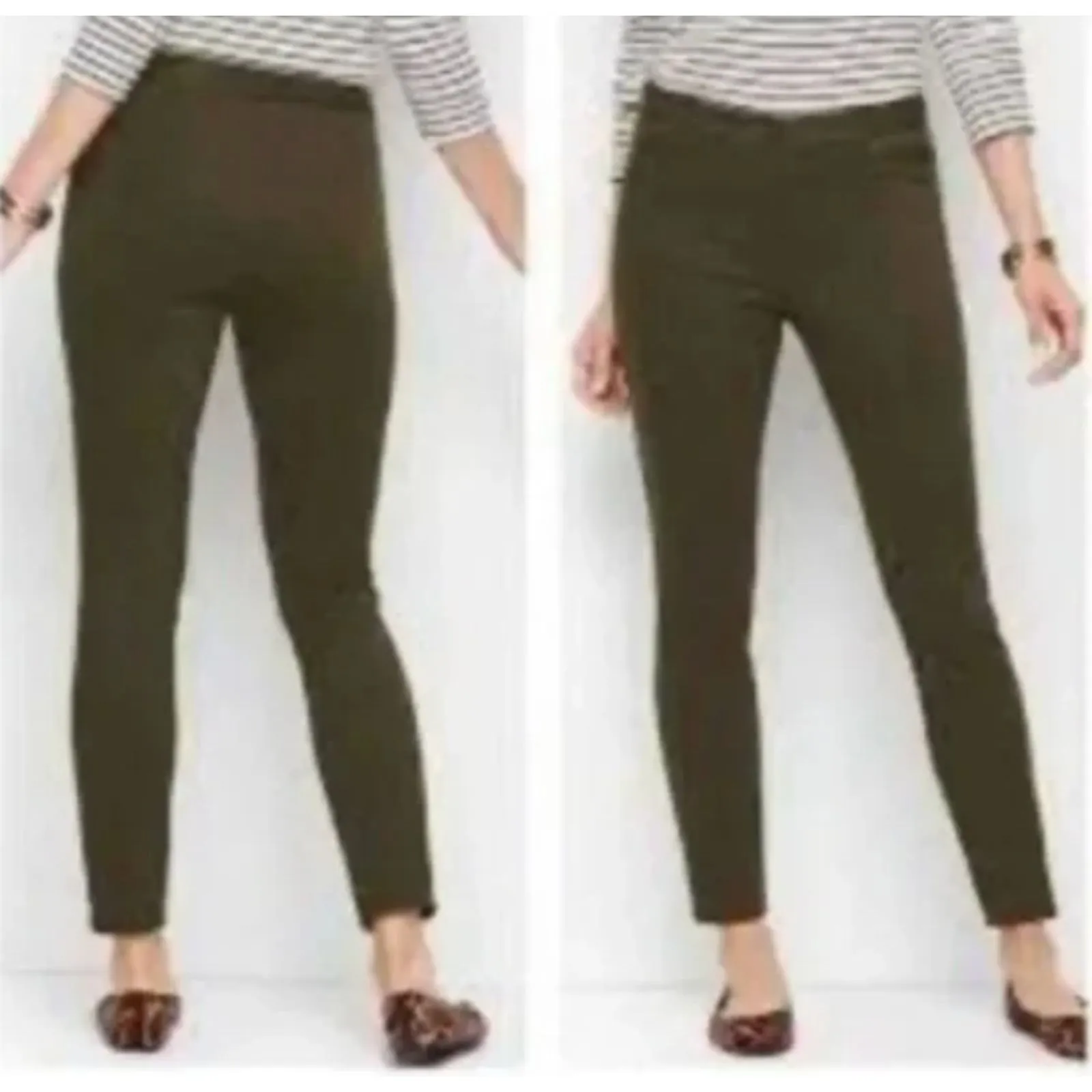 Talbots Lexington Pant Skinny Ankle Olive‎ Green Twee Stretch Size 2P Petites - Image 2