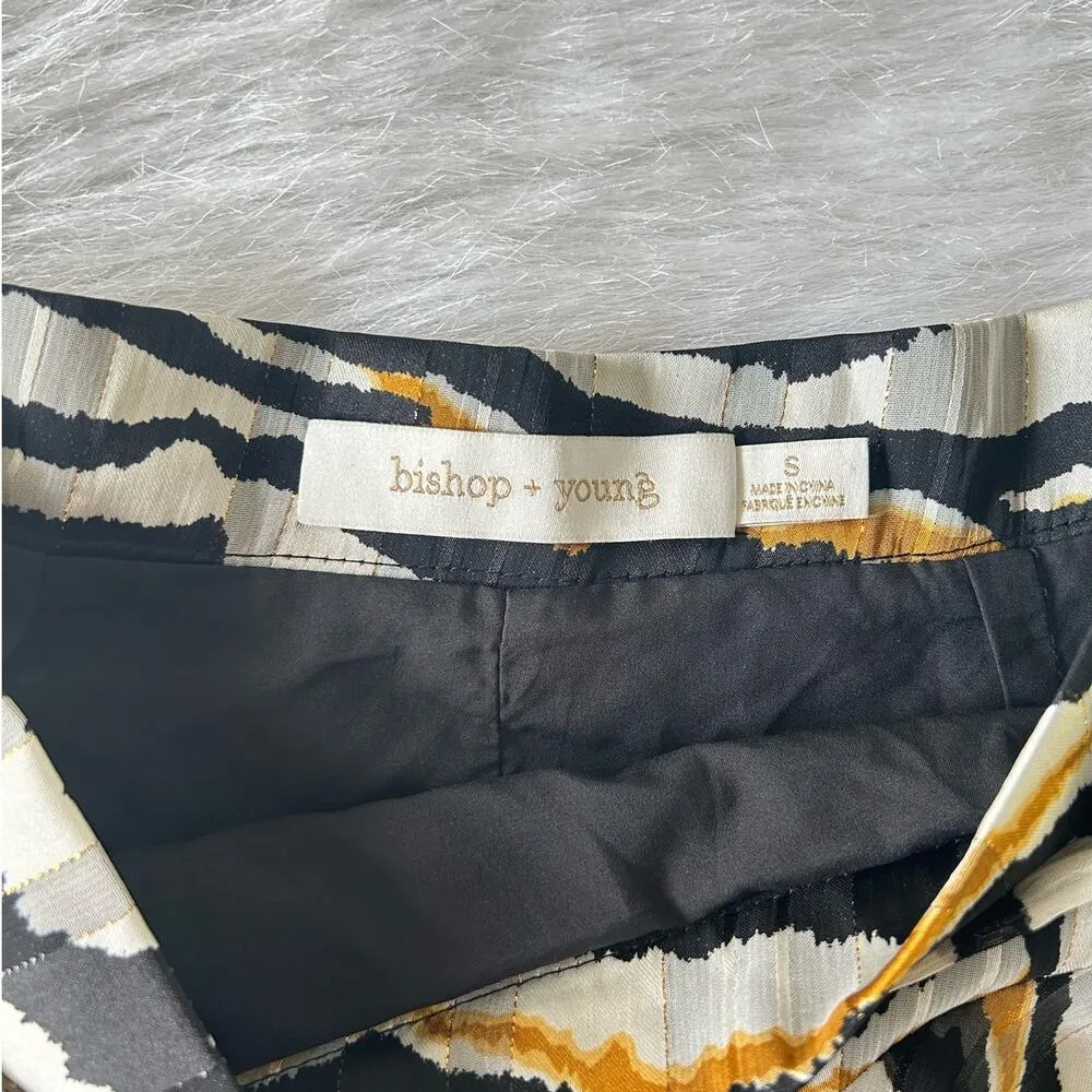 Bishop & Young Anthropologie Aster Ruffle Mini Skirt Zebra Gold Print Size Small - Image 7