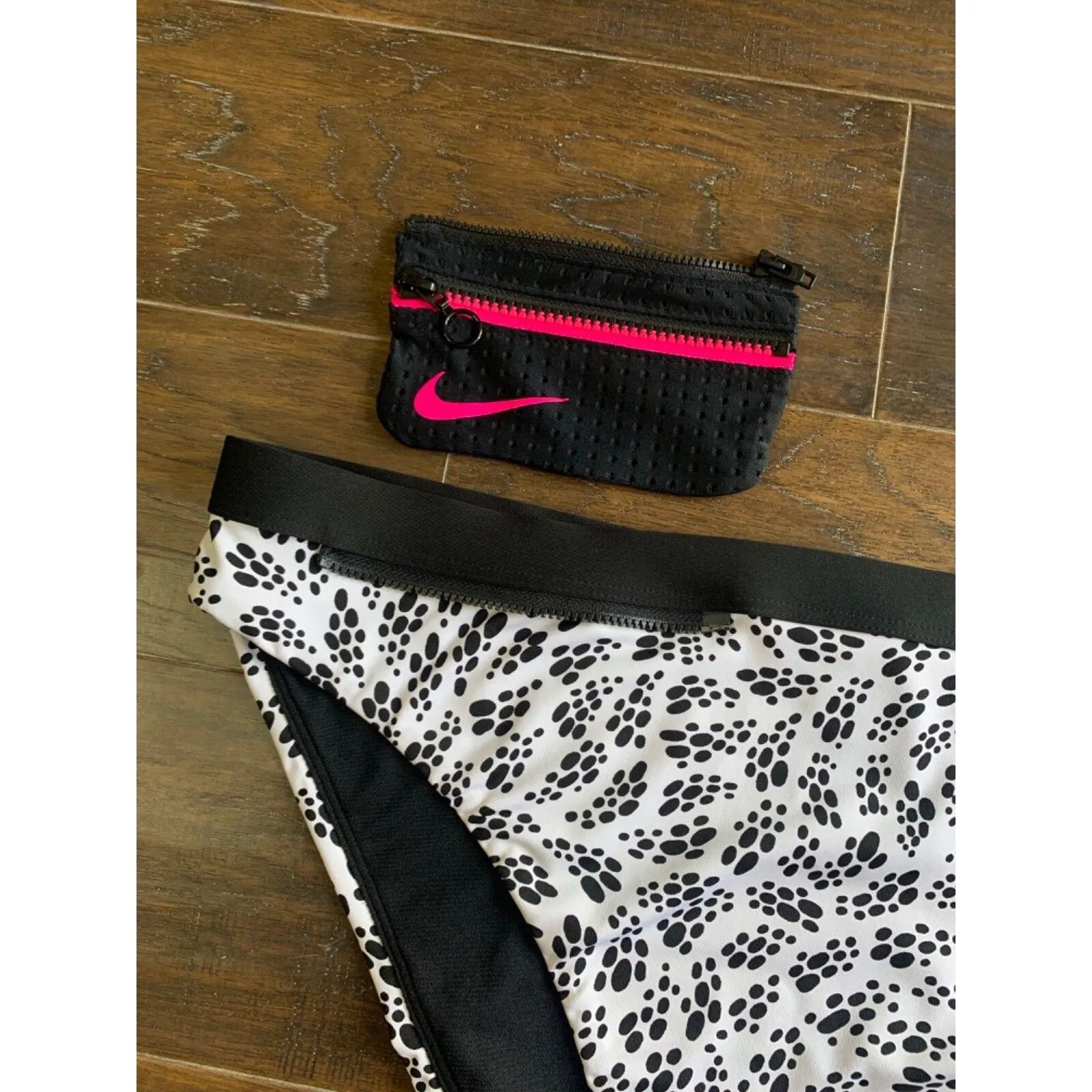 NIKE Bikini Bottoms High Waisted Swimsuit White Black Party Dots Womens M XL NEW - Image 5