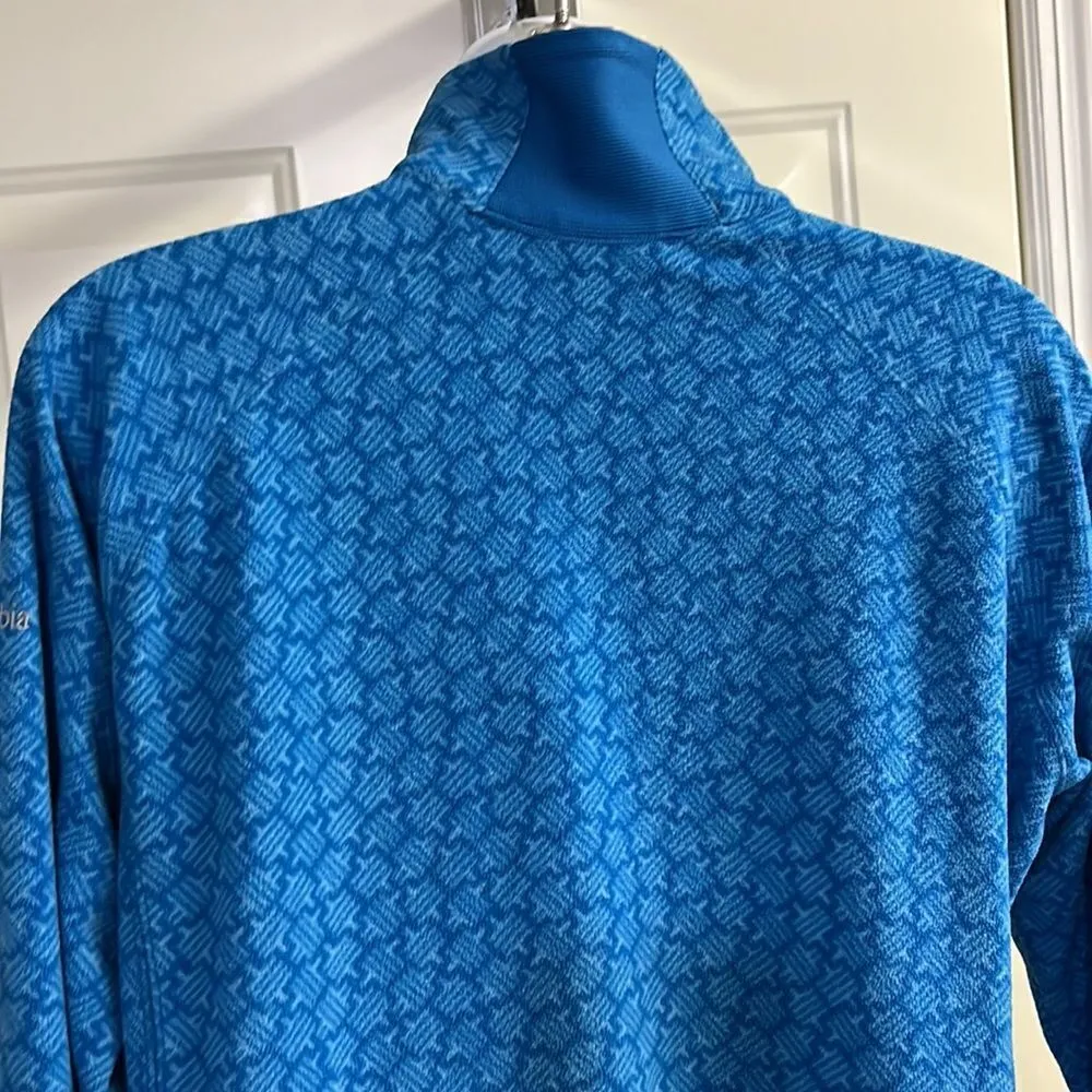 Columbia Women’s Blue Mock Neck Zip Up Long Sleeve Abstract Pattern Pullover- Lg - Image 9