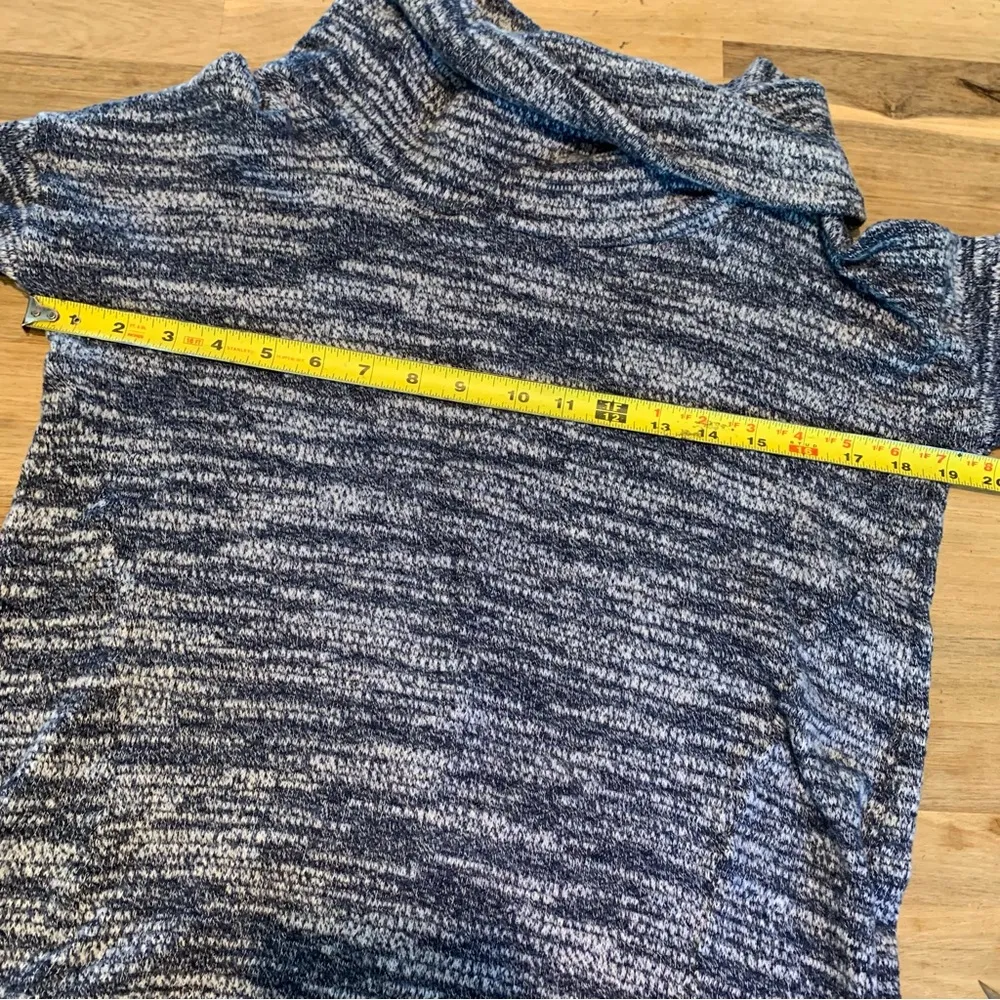 Blue Space Dye Cowl Neck Long Sleeve Tee XS - Image 3