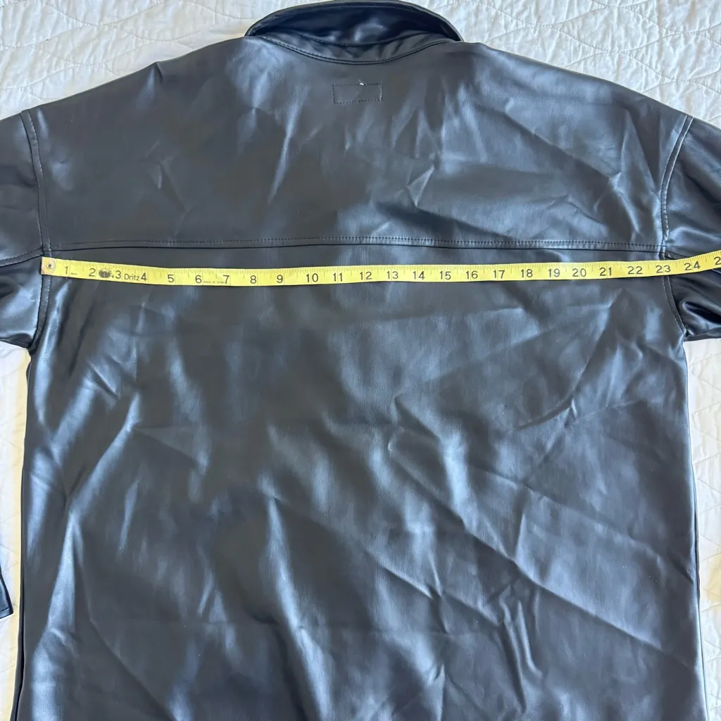 Thread & Supply Vegan Leather Womens Shacket Size L Shirt Jacket Classic Moto Black Size L - Image 12