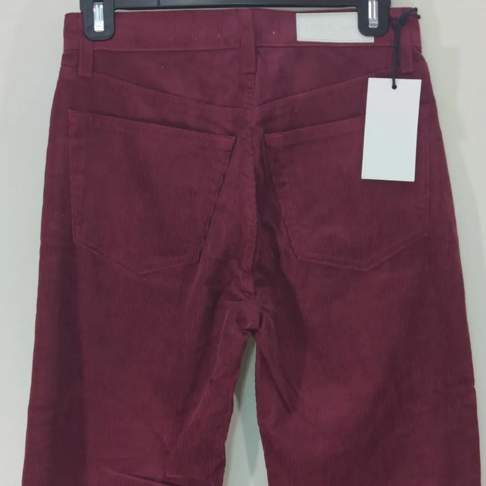 RE/DONE Corduroy Pants NWT Burgundy Red USA High Rise Stovepipe - Image 6