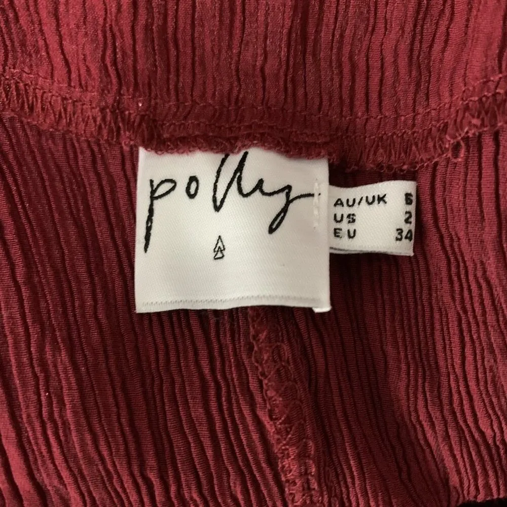 Princess Polly Dress 2 Burgundy Short Sleeve Tie Front Y2K Party Red - Image 6
