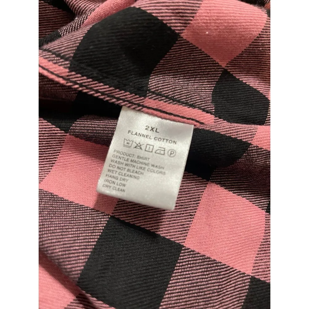 Women’s Flannel Shirt Size 2XL Blush Black Grey New Without Tags Pink - Image 8