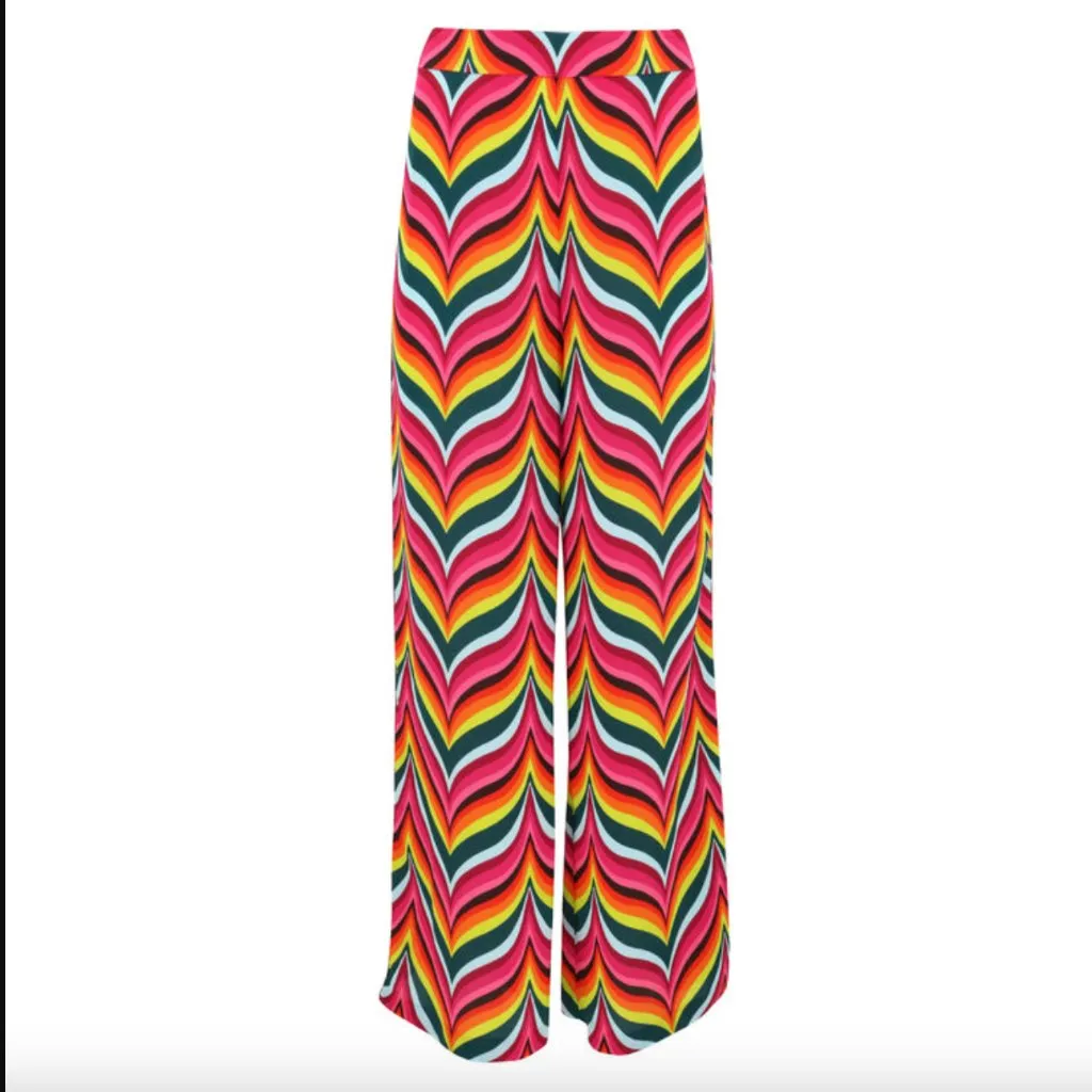 Trina Turk Spring Street Colorful Patterned High Rise Wide Leg Pants 4 - Image 5