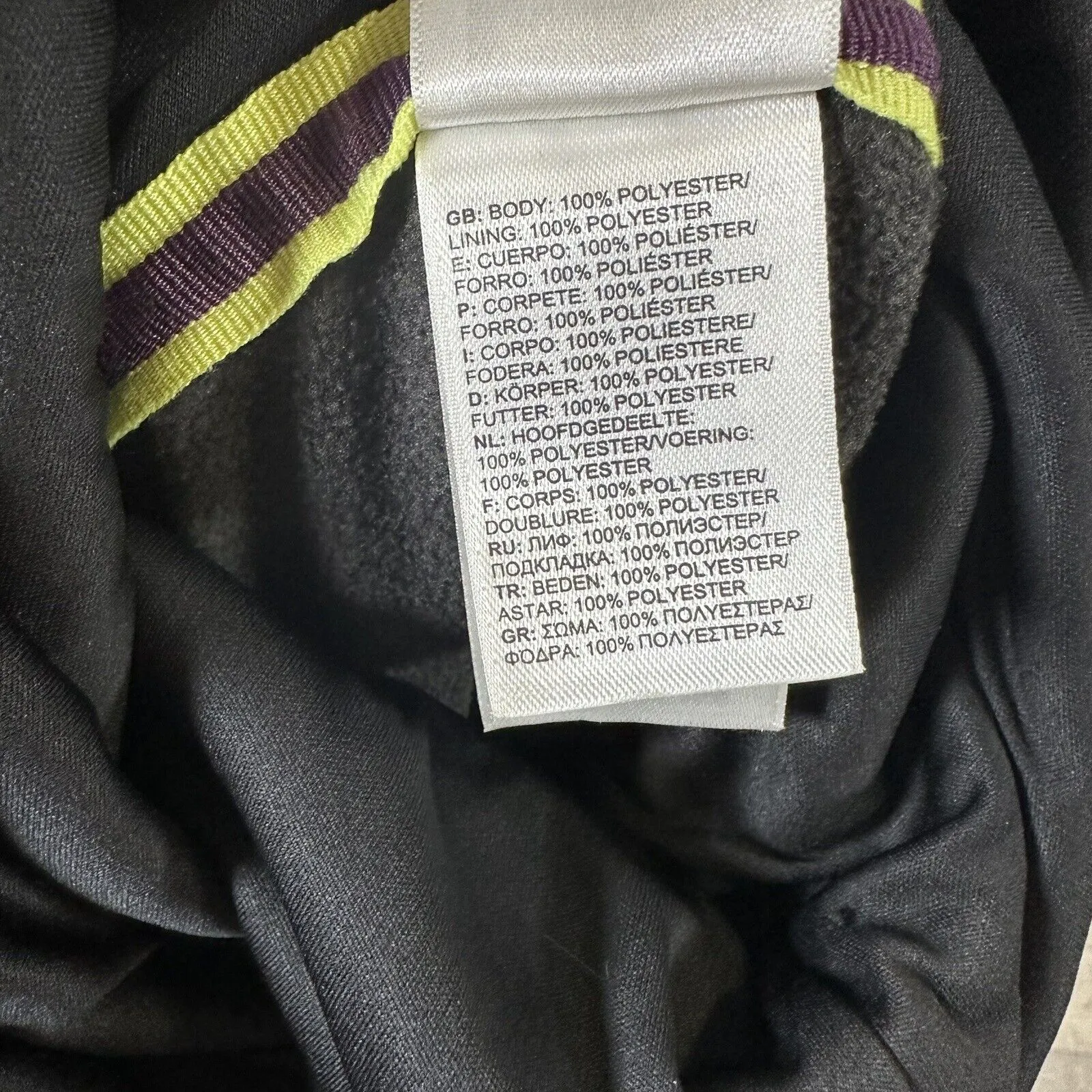 The North Face Funnel Neck Grey Sweatshirt Womens L Hooded Neon Green Stitching - Image 7