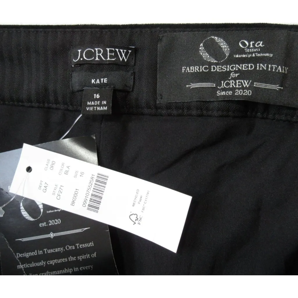 NWT J.Crew Kate Slim-Fit Pant in Black Velvet Trousers Pants 16 - Image 6