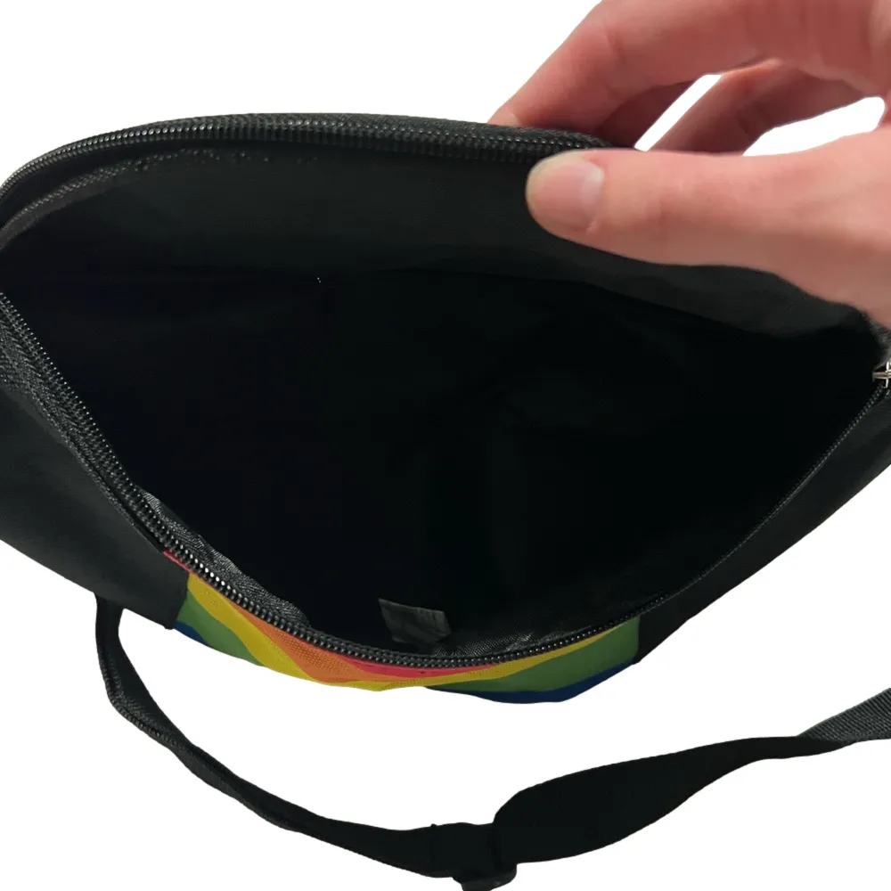 Gay Pride Rainbow Flag LGBTQ Waist Bag Adjustable Large Lightweight Fanny Pack Black - Image 5