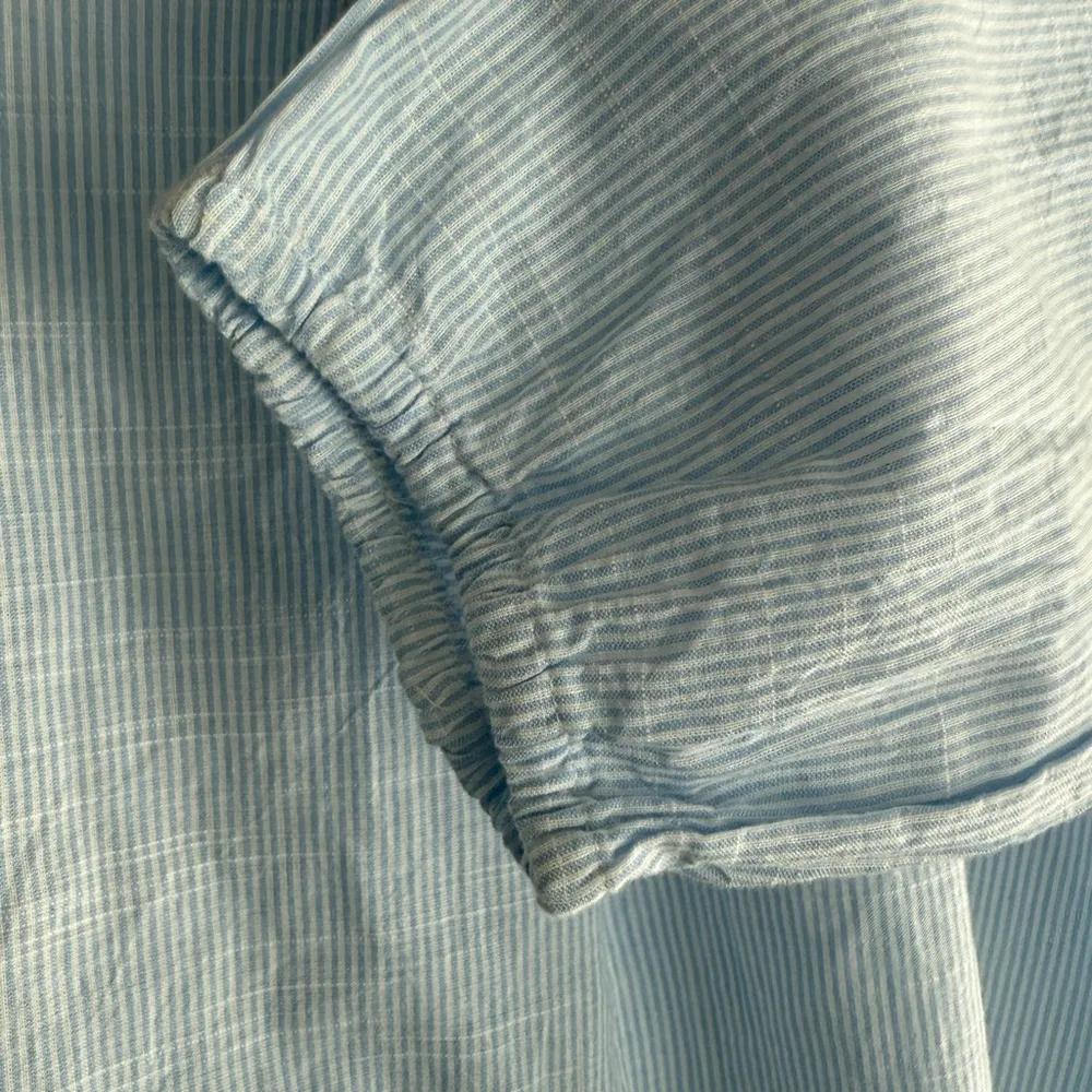 Nautical Coastal Blue White Striped Tunic Embroidered Cotton Classic Summer Top - Image 5