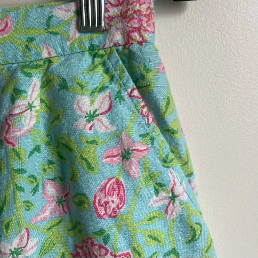 Lilly Pulitzer Vintage Linen Blend High-Waist Floral Pastel Pleated Shorts 10 - Image 7