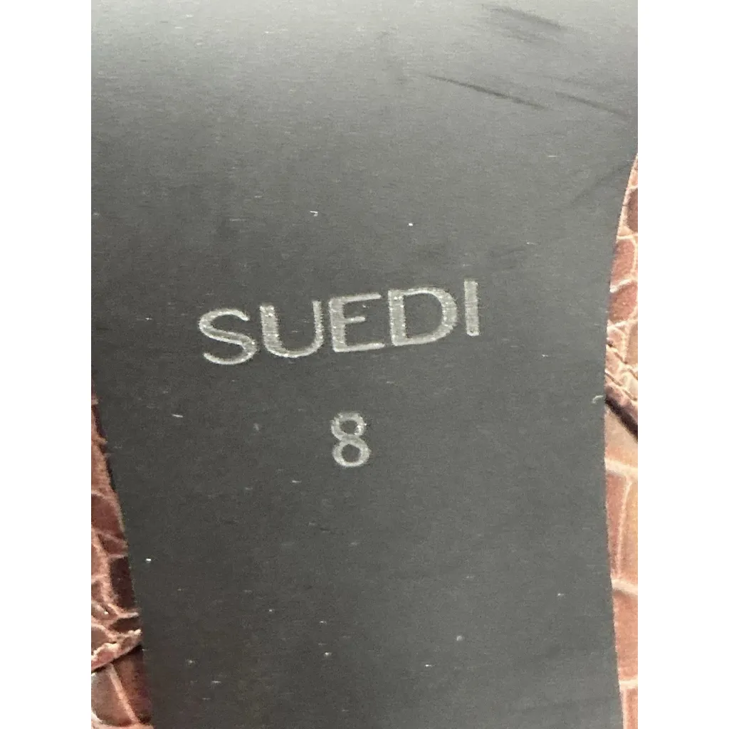 Womans Suedi Knee High Boots Brown Croc Faux Leather 8 Block Heel 1/2 Zip NWOT - Image 6