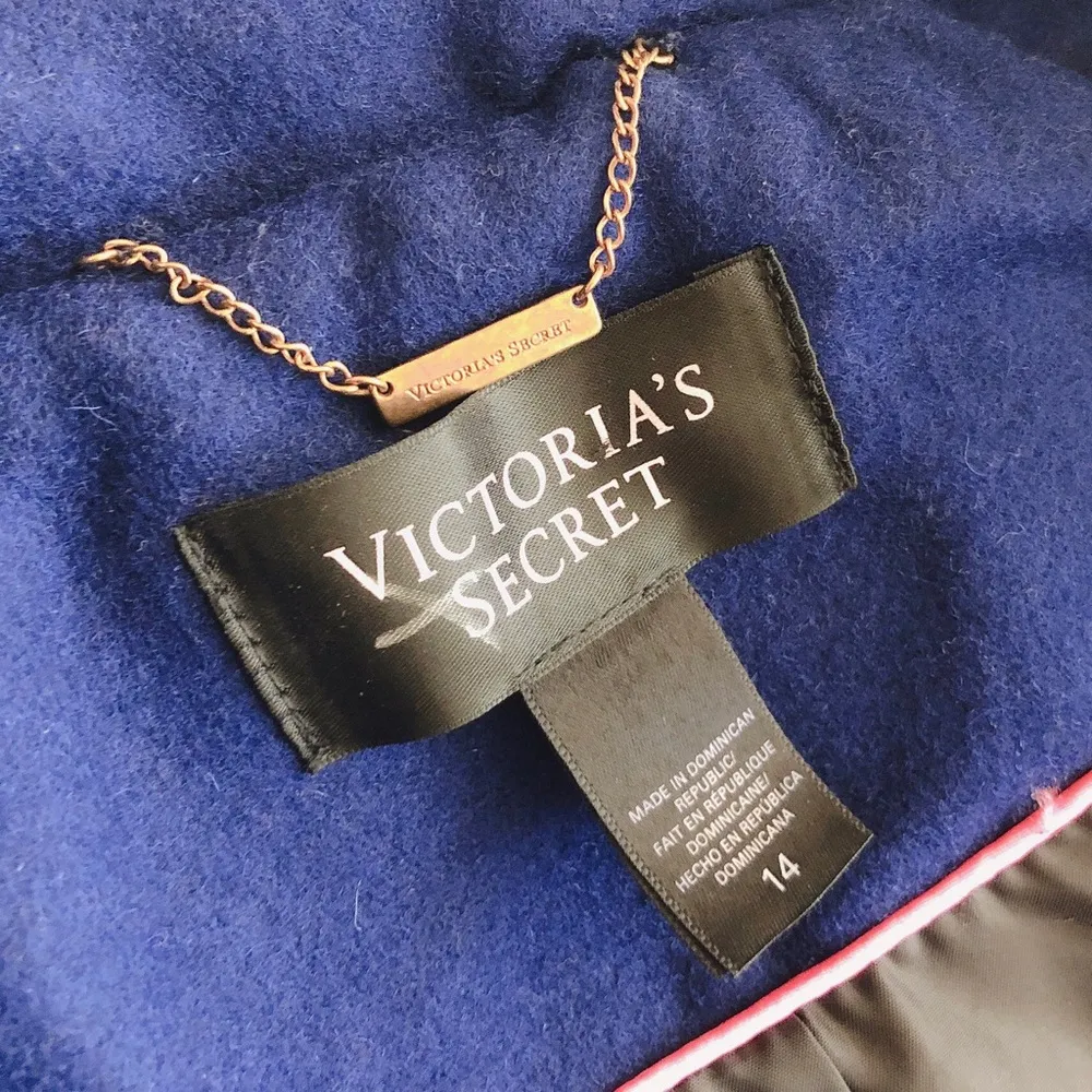 Victoria’s Secret Wool Jacket Peacoat Royal Blue Black Trim Size 14 MSRP $225.00 - Image 10
