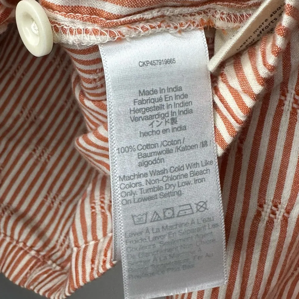 Madewell Puff-Sleeve Button-Front Crop Top in Embroidered Stripe XS - Image 8