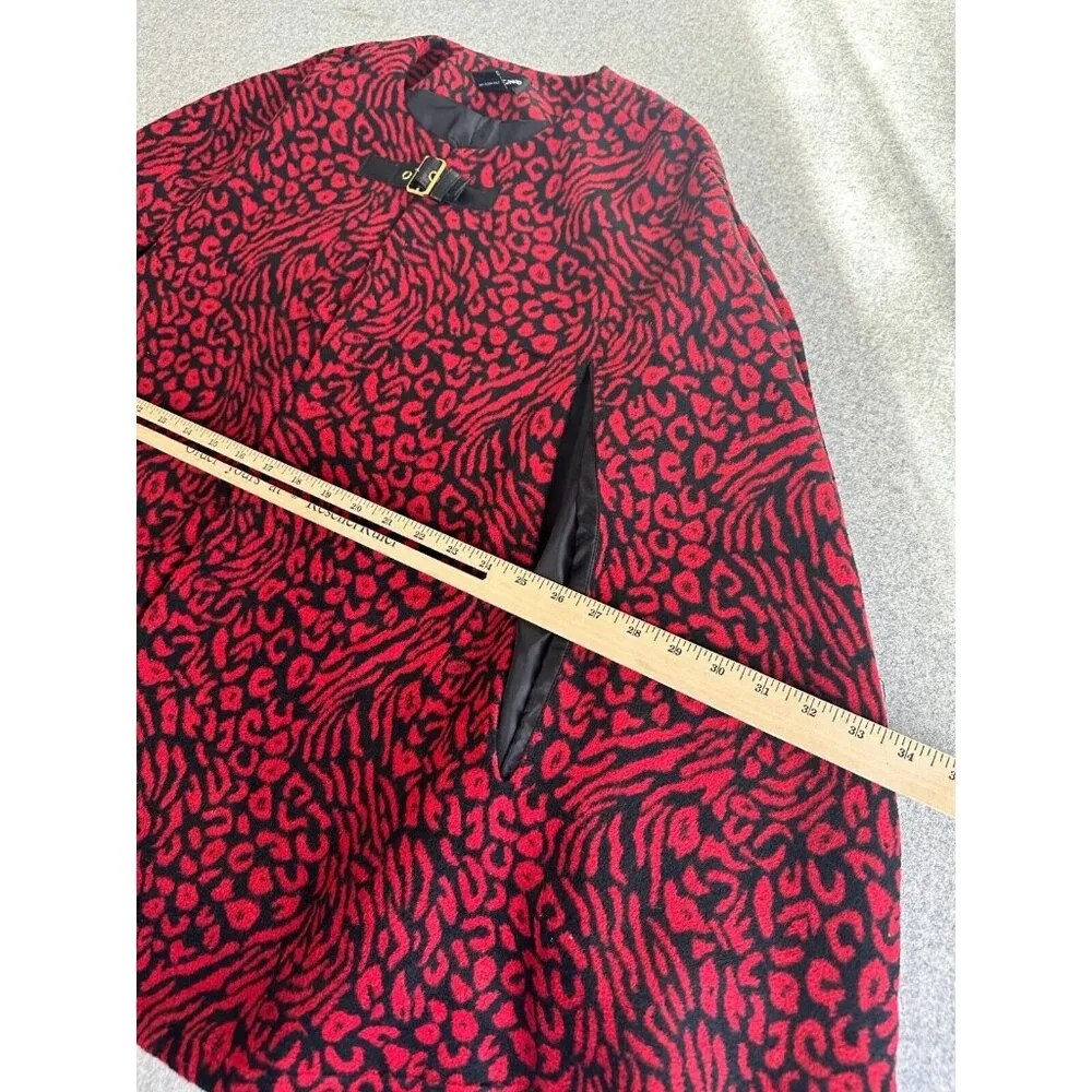 Vintage Focus 2000 Large/XL Cape Jacket Womens Animal Print Red Black Wool Blend Size undefined - Image 15