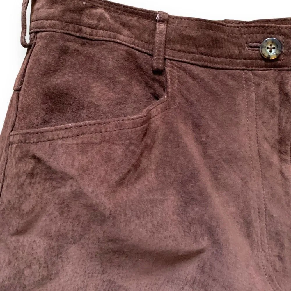Vintage Valerie Stevens Pants Chocolate Brown Suede Leather High Waisted - Image 6