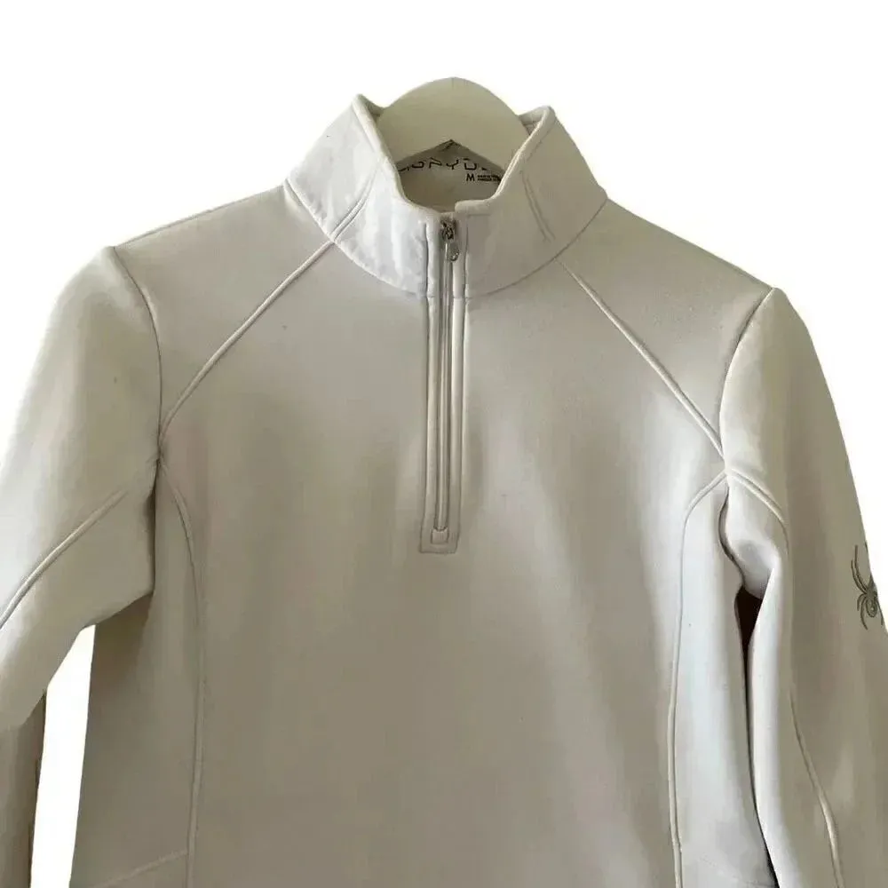 Spyder White Medium Women SAVONA HALF ZIP T- NECK Long Sleeves Top #1018 - Image 7