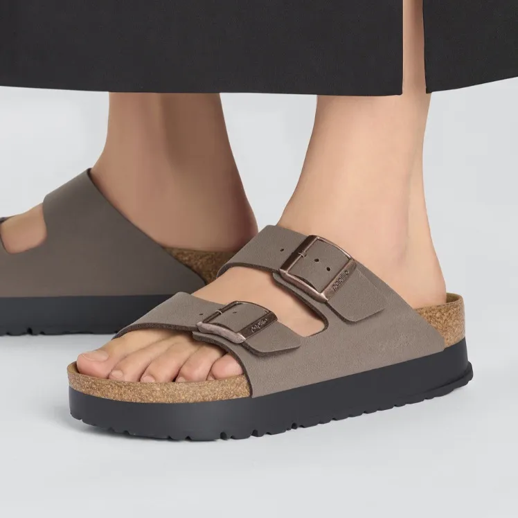 Birkenstock Papillio Arizona Platform Flex Double Buckle Slide Sandals Mocha NWT - Image 3