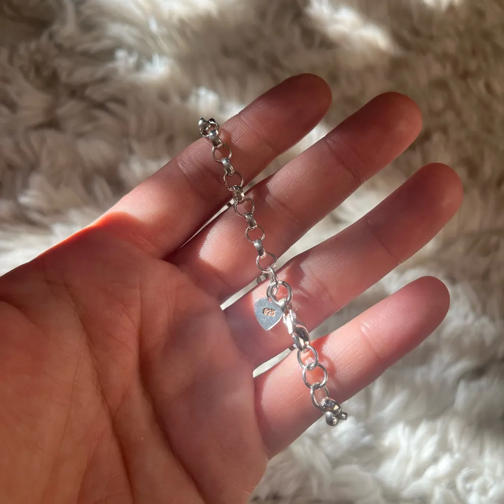 Vintage sterling silver rolo chain bracelet - Image 4