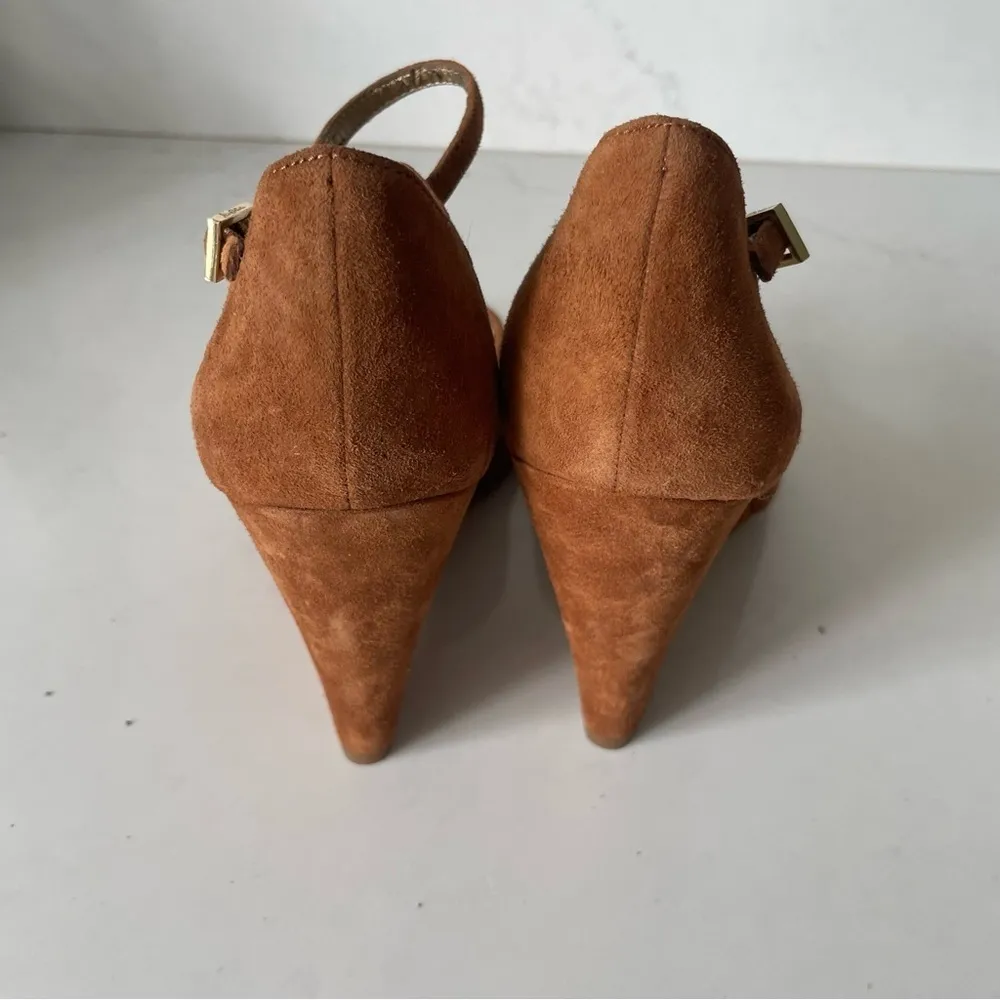 Sam Edelman Raven Open Toe Suede Wedge Tan Brown Size 7.5 - Image 7