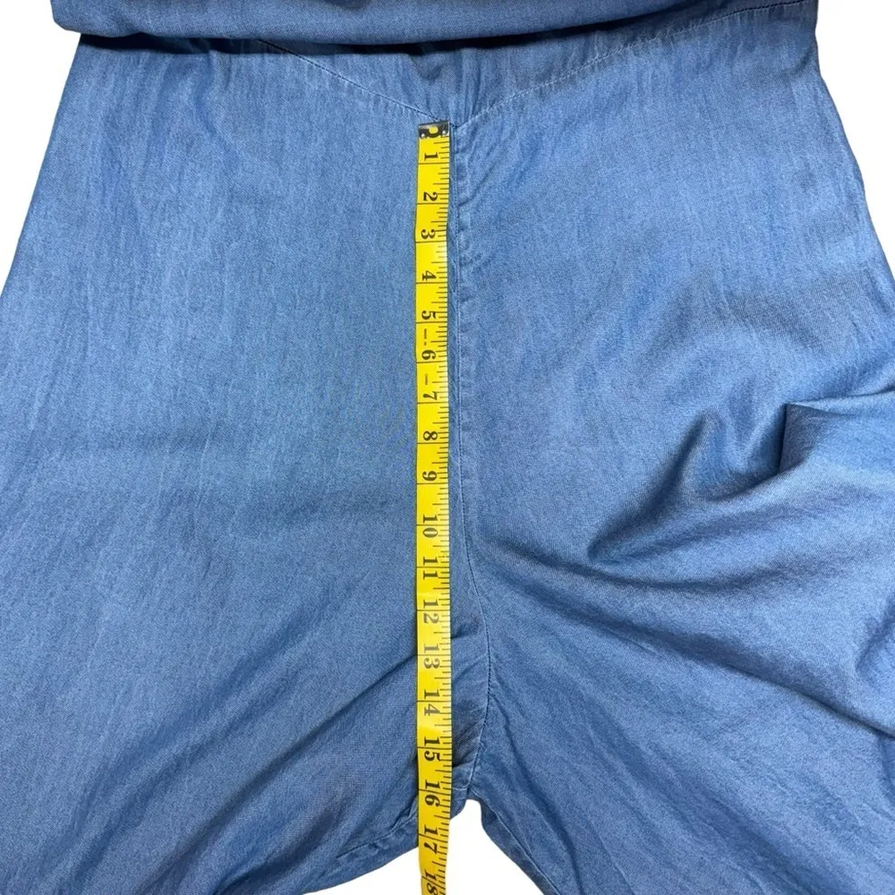 Soft Surroundings Romper Denim Blue Chambray Culottes Jumpsuit Women Size Medium - Image 13