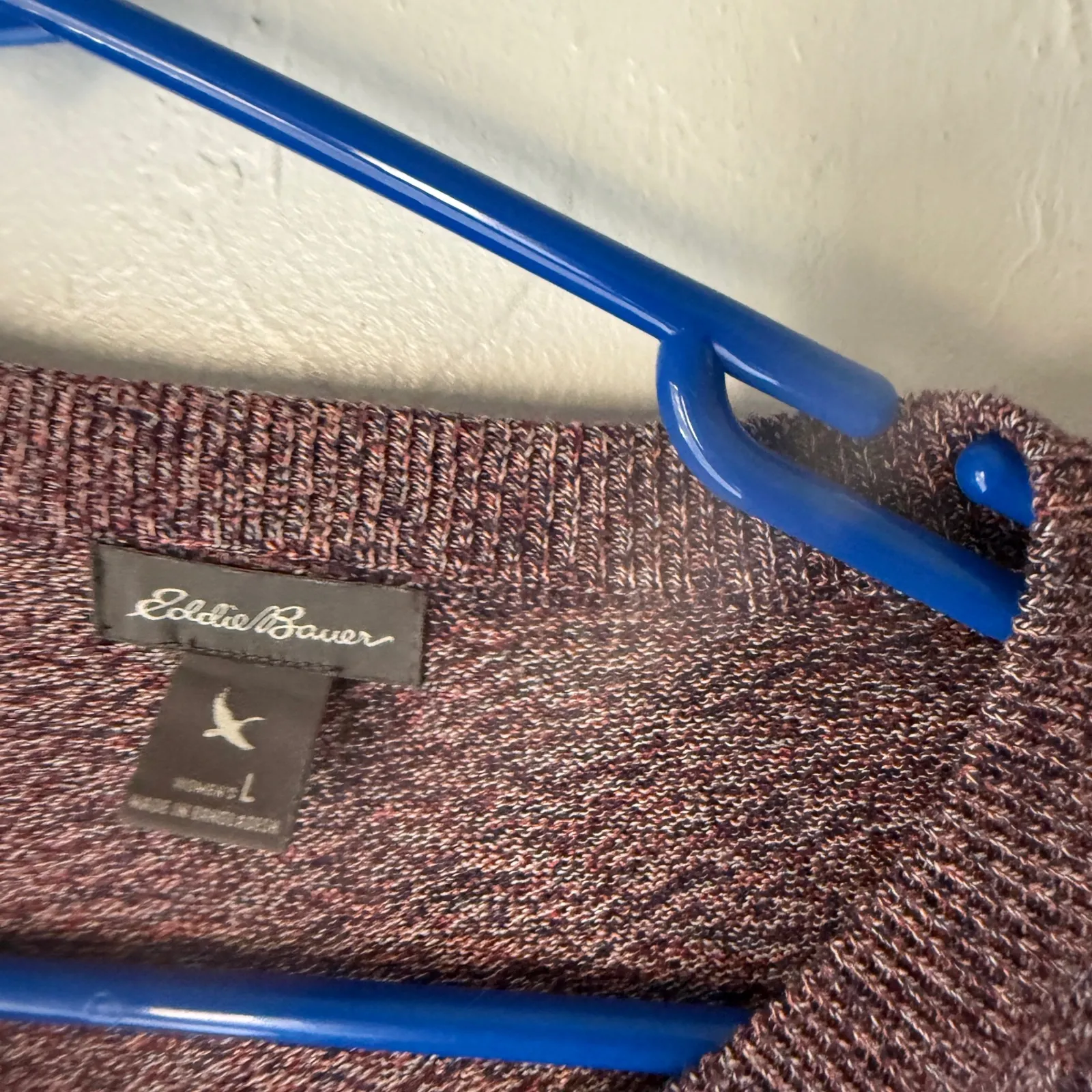 Eddie Bauer Womens Cardigan Sweater Marled Burgundy Button Up‎ L Preppy Academia - Image 5