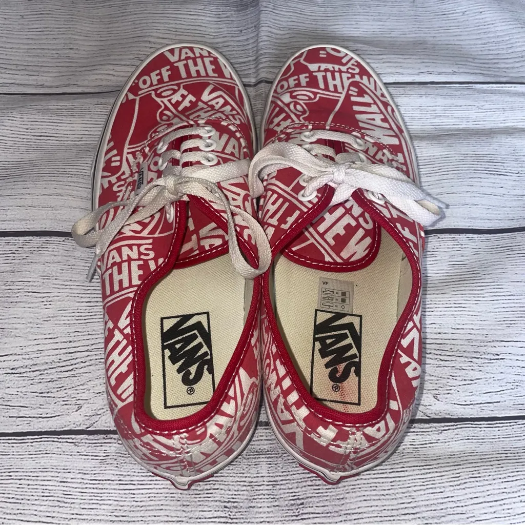 Vans Authentic Red and White Graphic Sneakers - Image 6