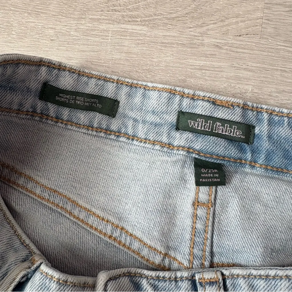 Wild Fable Highest Rise Shorts Light Blue Sz 0 - Image 5