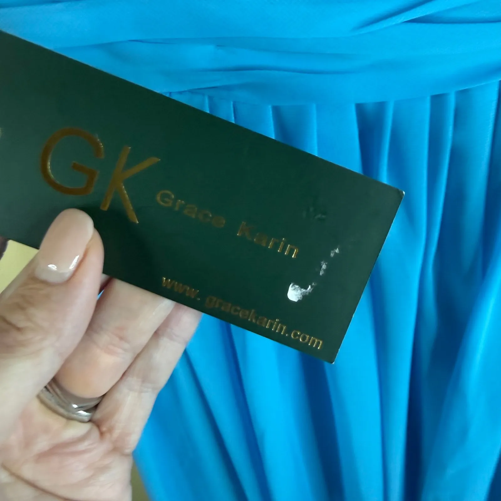 Grace Karin Blue Beaded Illusion Neckline Sleeveless Gown Formal Dress Size 2 - Image 4