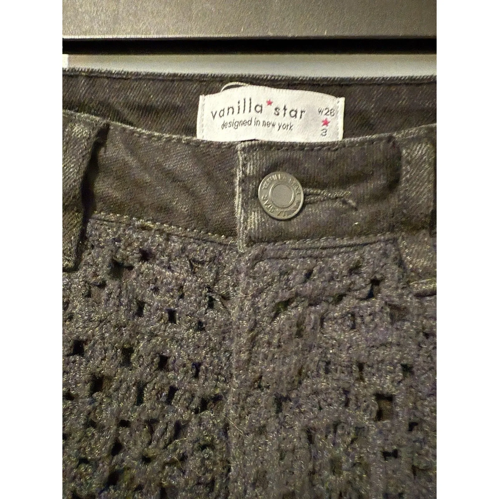 Vanilla Star Shorts Womens 28" Black Crochet Festival Boho Vacation Whimsigoth - Image 3