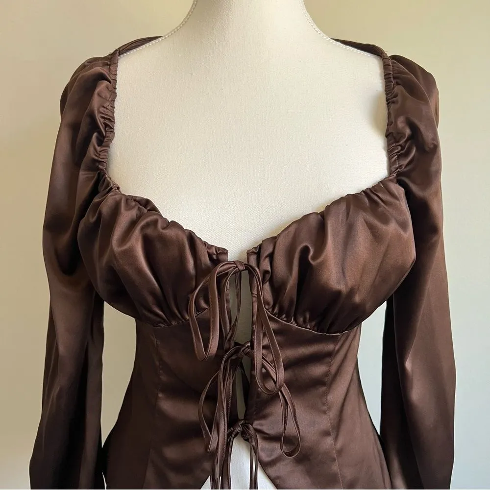 REVOLVE Majorelle Waldorf Top Chocolate Brown Size Small - Image 5