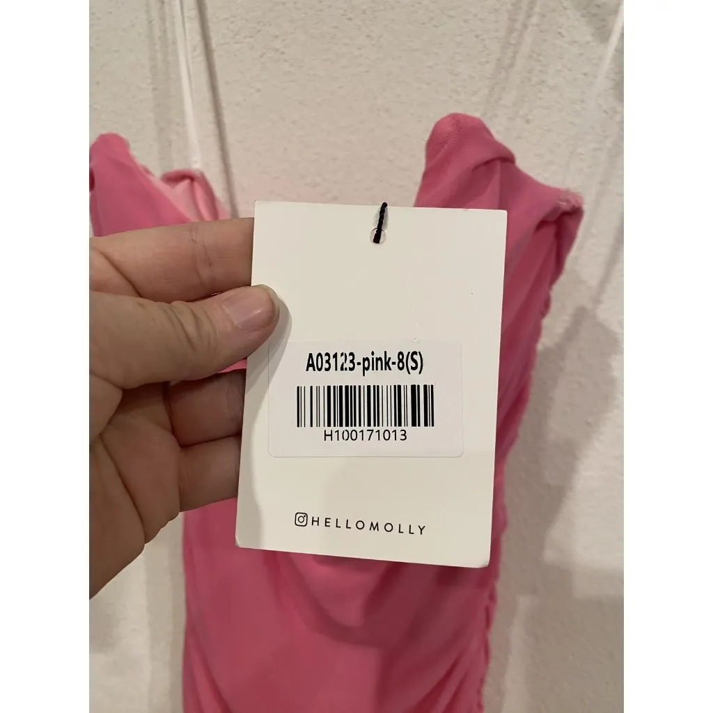 Hello Molly Excite Me Dress Womens Small Pink Ruched Mini Party Sleeveless NWT - Image 5