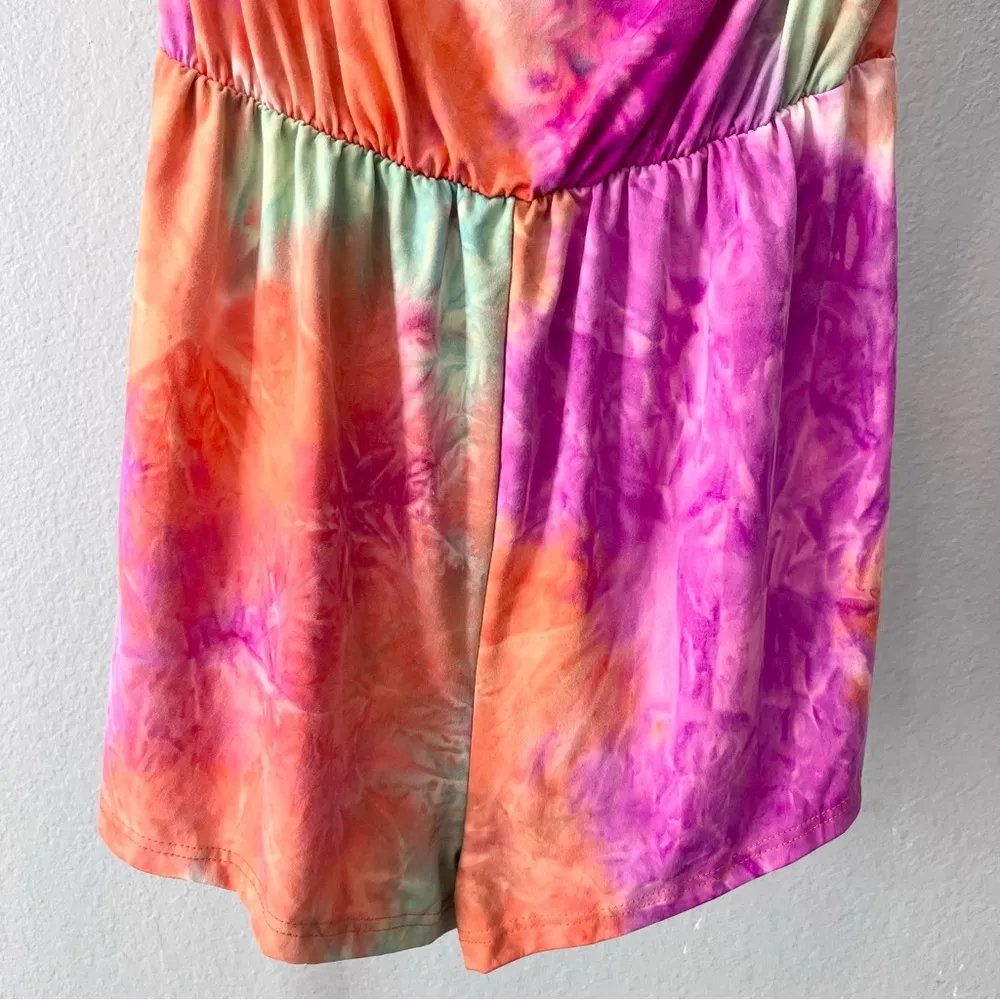 VCAY Vacation Tie-Dye Multicolor Summer Strapless Short Romper Large NWT - Image 5