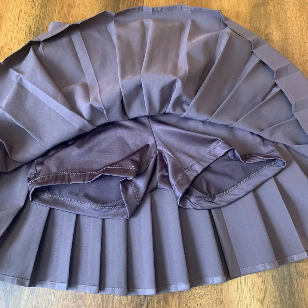 if it were me Skirt XS Chocolate Brown Pleated Skater Shorts Attached Preppy - Image 4