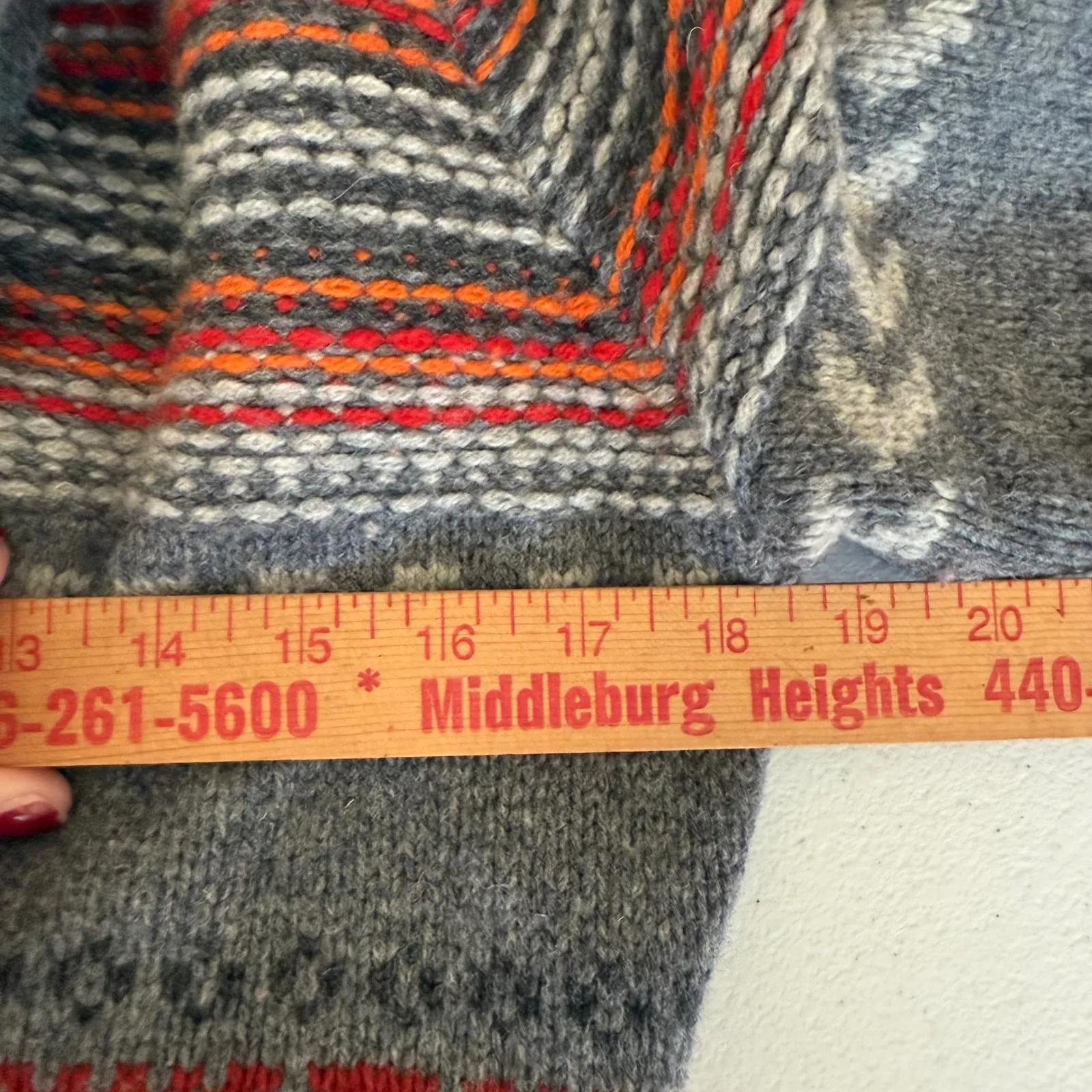 Woolrich Lambswool Cardigan Sweater Womens Small Charcoal Gray Fair Isle Nordic‎ - Image 5