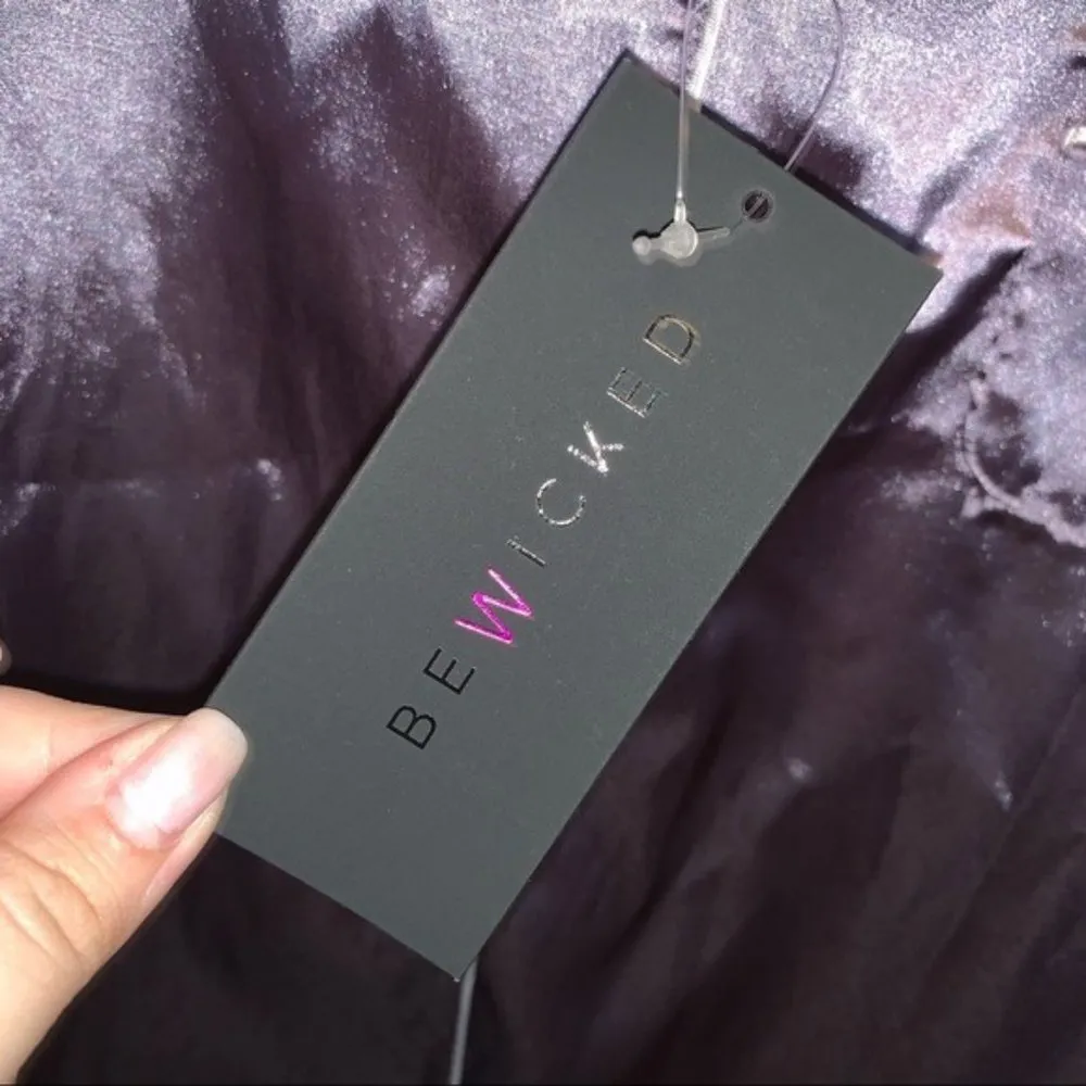 Be Wicked Lilac Satin Button Down Sleep Shirt Size 1X - Image 4