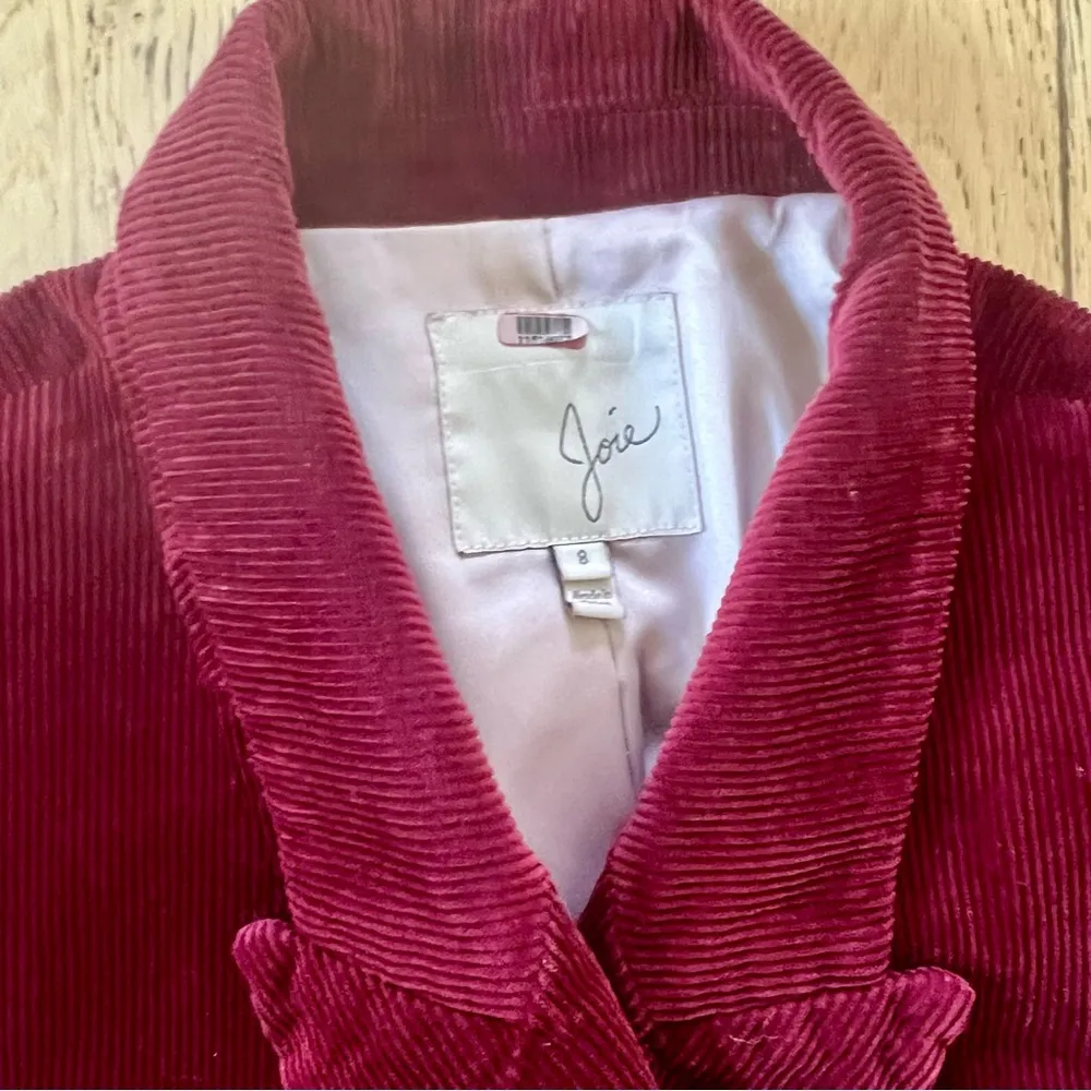 Joie Corduroy Markina Blazer Ruby Wine Flattering Sz 8 Med $348 Pockets Classic - Image 5