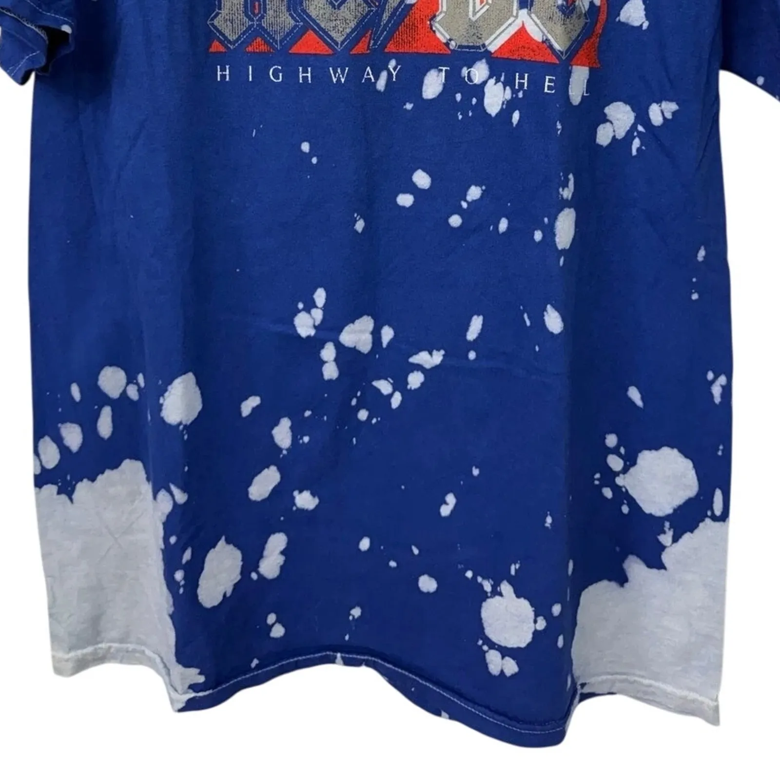 ACDC Vintage Style Highway to Hell Fire Graphic Tie Dye Unisex T Shirt S Blue - Image 4