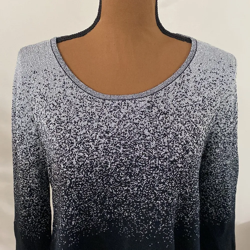 Anne Klein shimmer ombre silver pullover gifting sweater size S - Image 5