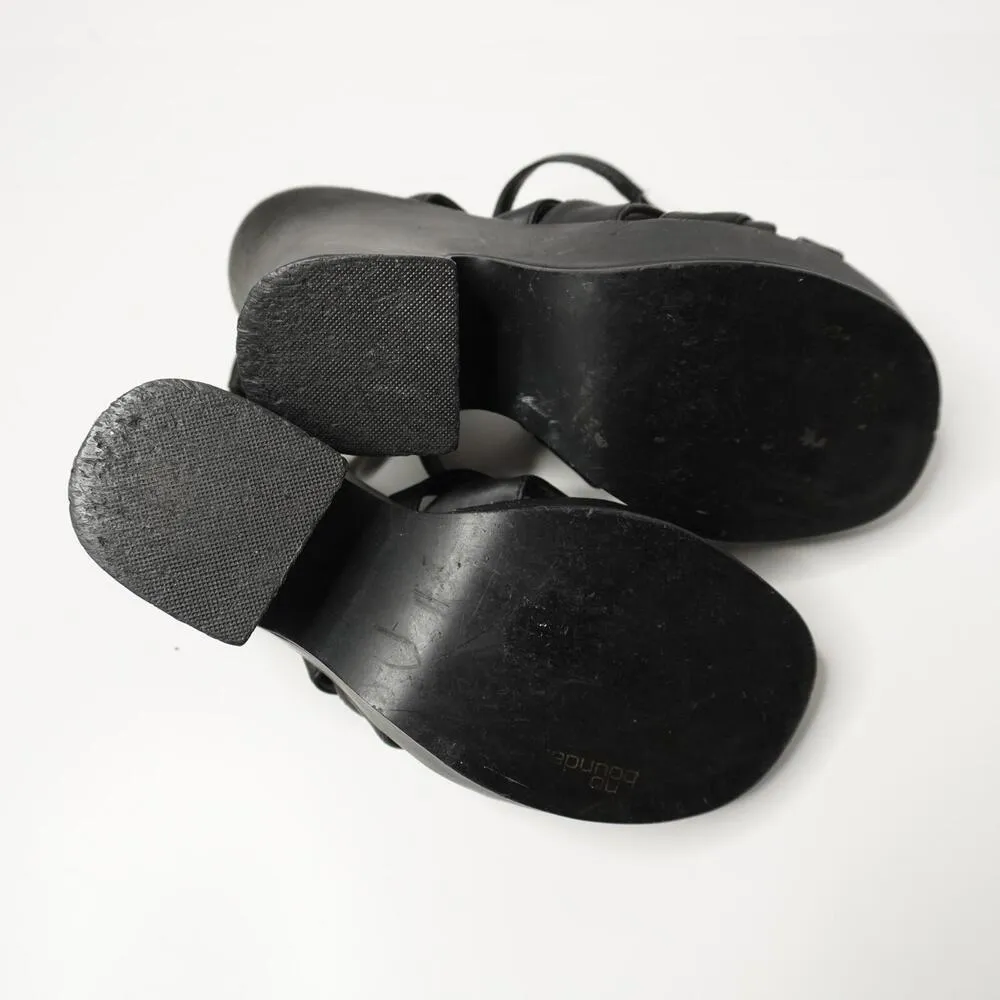 VTG 90s Black Block Heels Strappy Y2K Retro Shoes Sz 7 Vintage Prom Sandals SEE‎ - Image 7